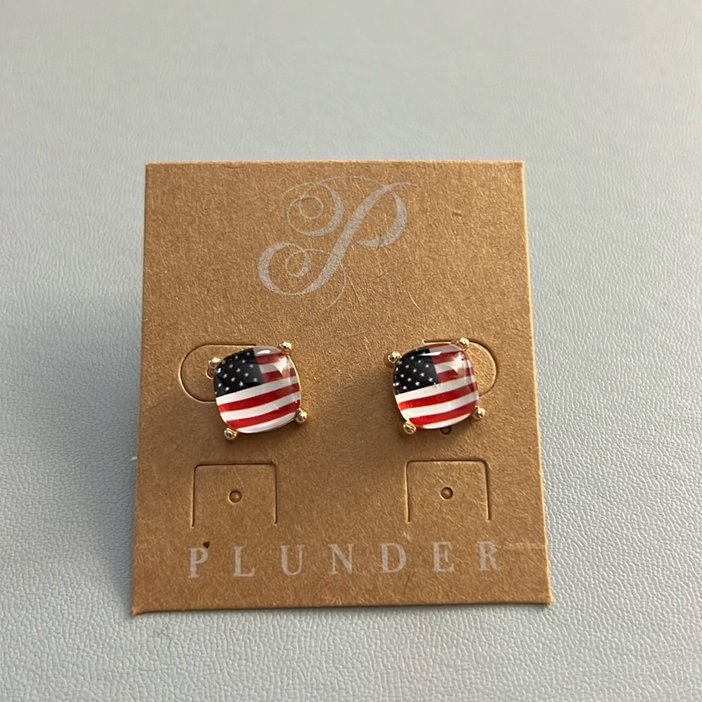 Plunder American Flag Stud Earrings